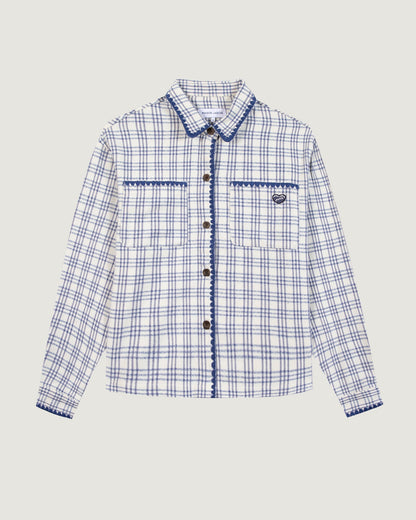 Maison Labiche &quot;Patch Coeur&quot; minjoz flannel shirt BLUE CHECK MOULINE Maison Labiche