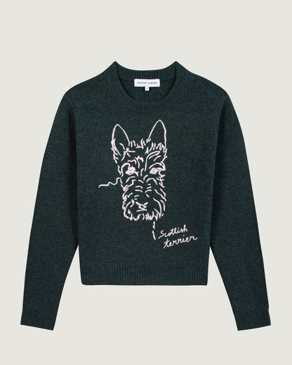 Maison Labiche &quot;Scottish Terrier&quot; formigé wool sweater PONDEROSA PINE Maison Labiche