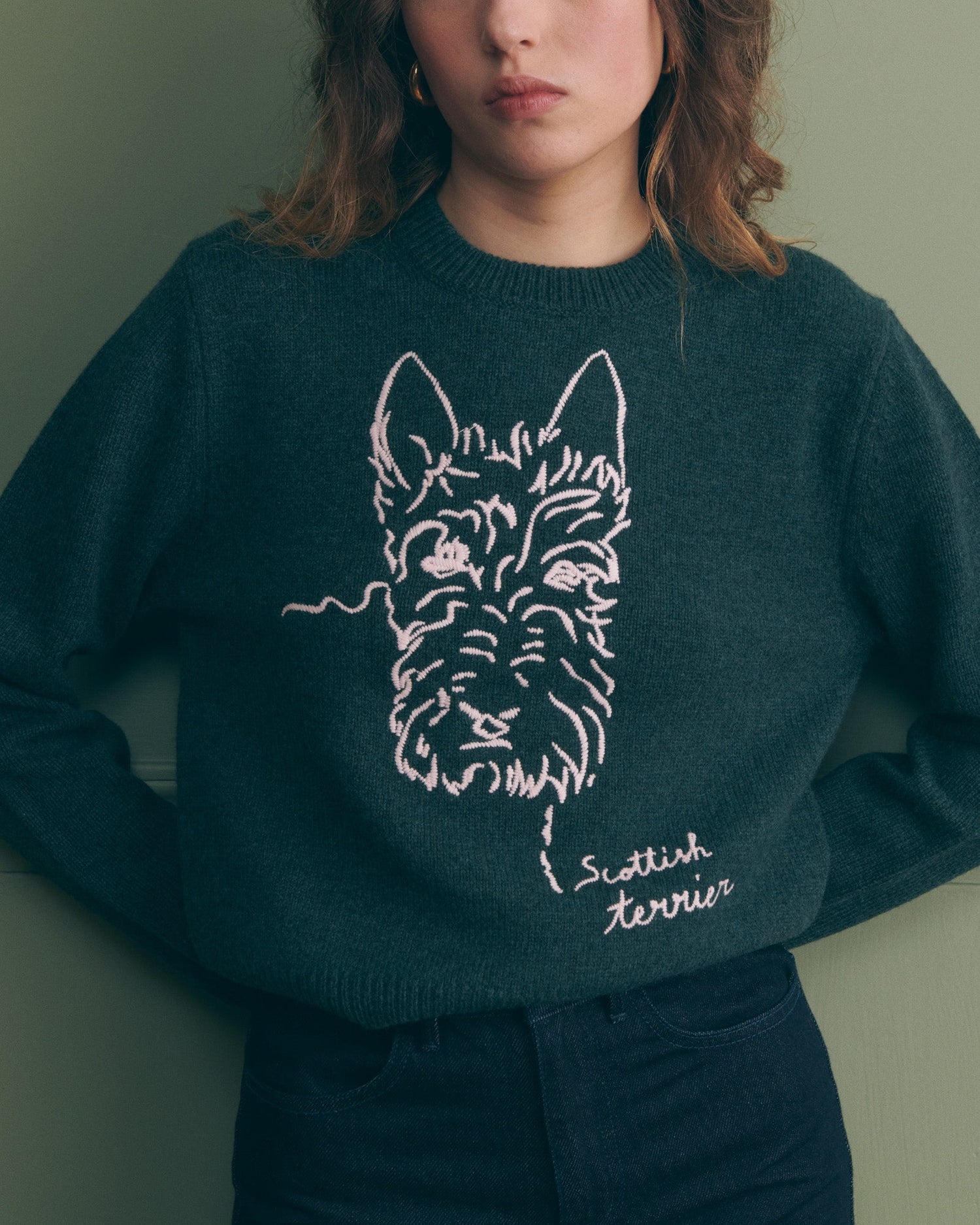 Maison Labiche &quot;Scottish Terrier&quot; formigé wool sweater PONDEROSA PINE Maison Labiche