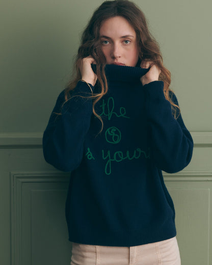 Maison Labiche &quot;The Earth Is Yours&quot; fautrier cashmere sweater - ULTRAMARINE Maison Labiche