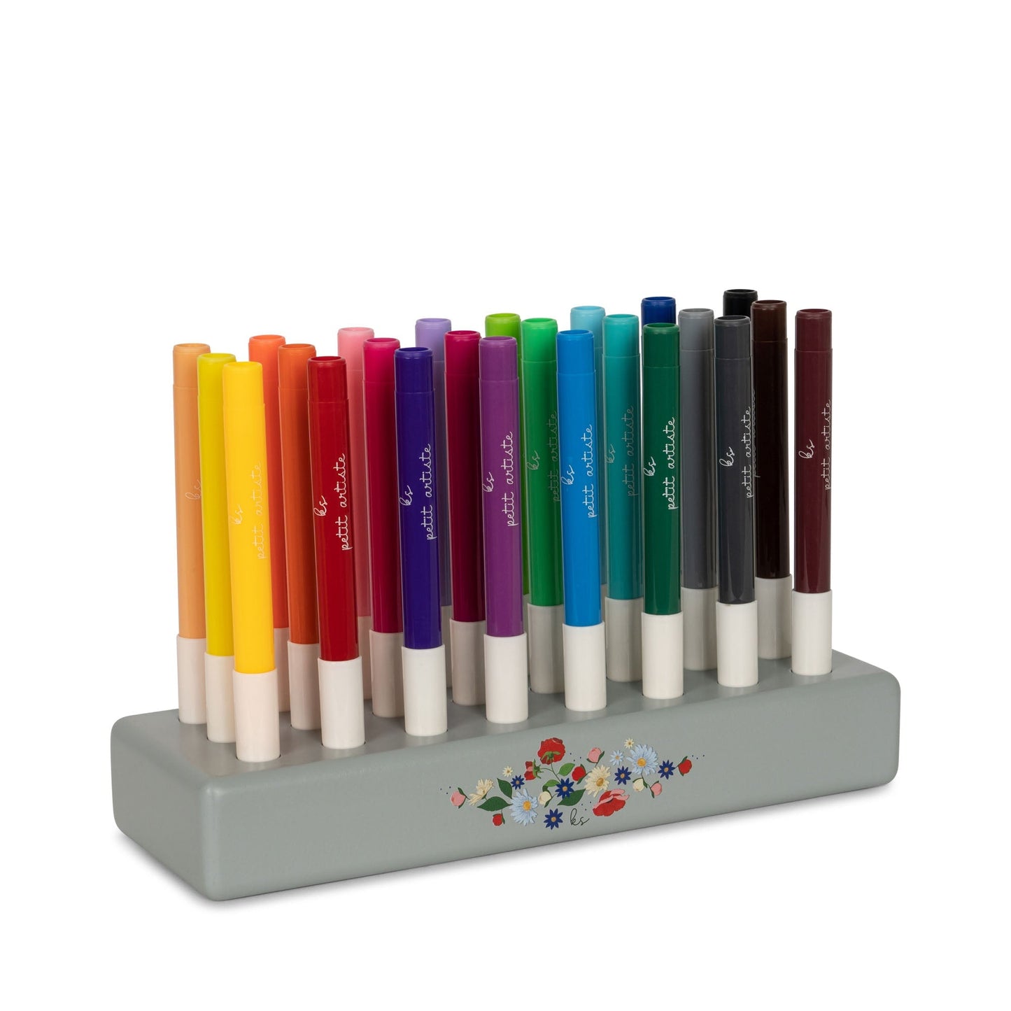 MARKERS IN WOODEN BLOCK 24 PCS - MULTI MIX Konges Sløjd - enjoykidsus