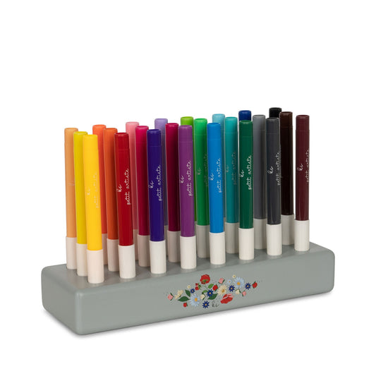 MARKERS IN WOODEN BLOCK 24 PCS - MULTI MIX Konges Sløjd - enjoykidsus