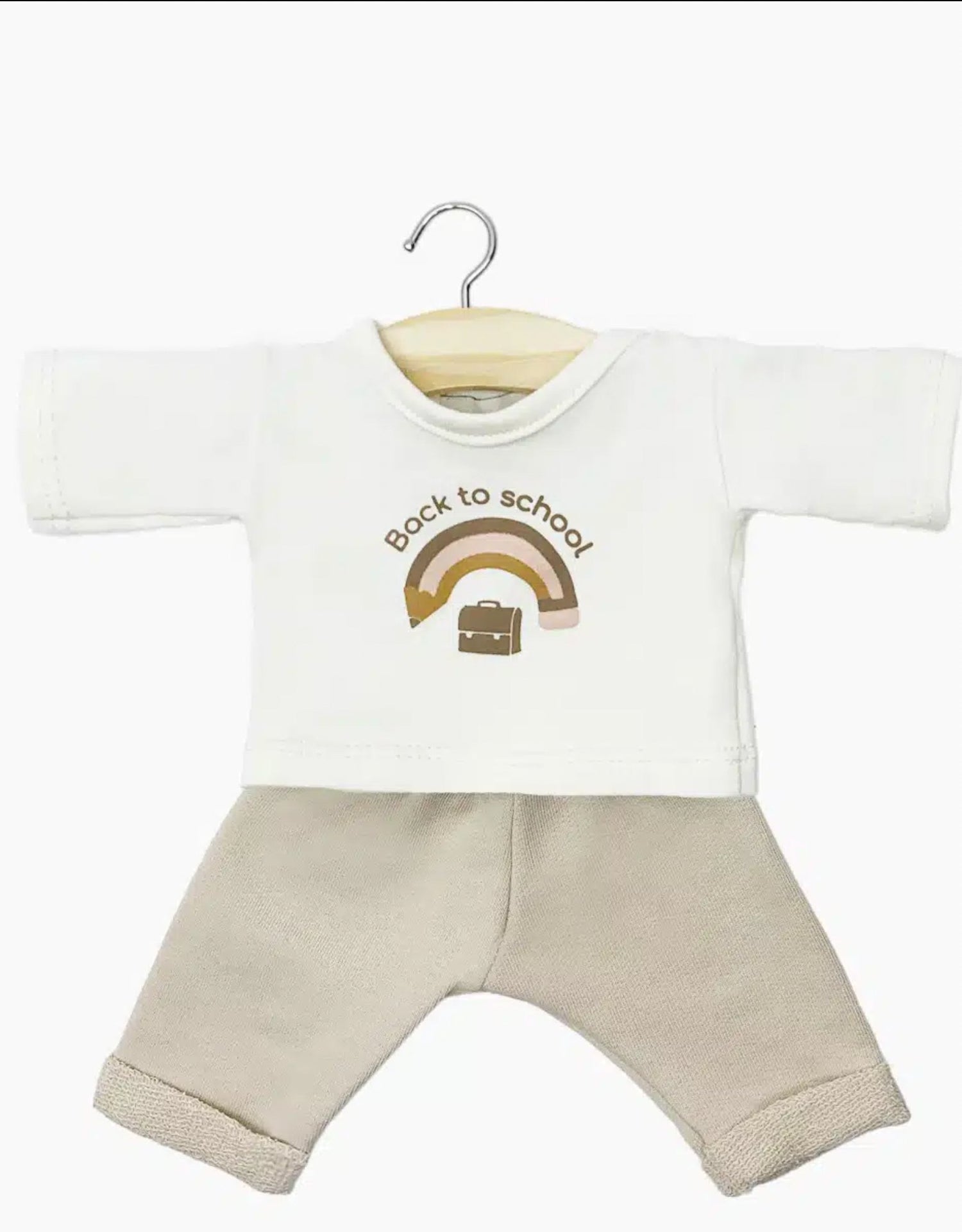 Martin “Back to school” set with ecru long - sleeved t-shirt and linen fleece pants Minikane