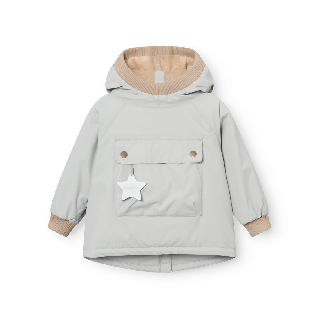 MATBABYWEN fleece lined winter anorak. GRS - Puritan Grey Mini a Ture