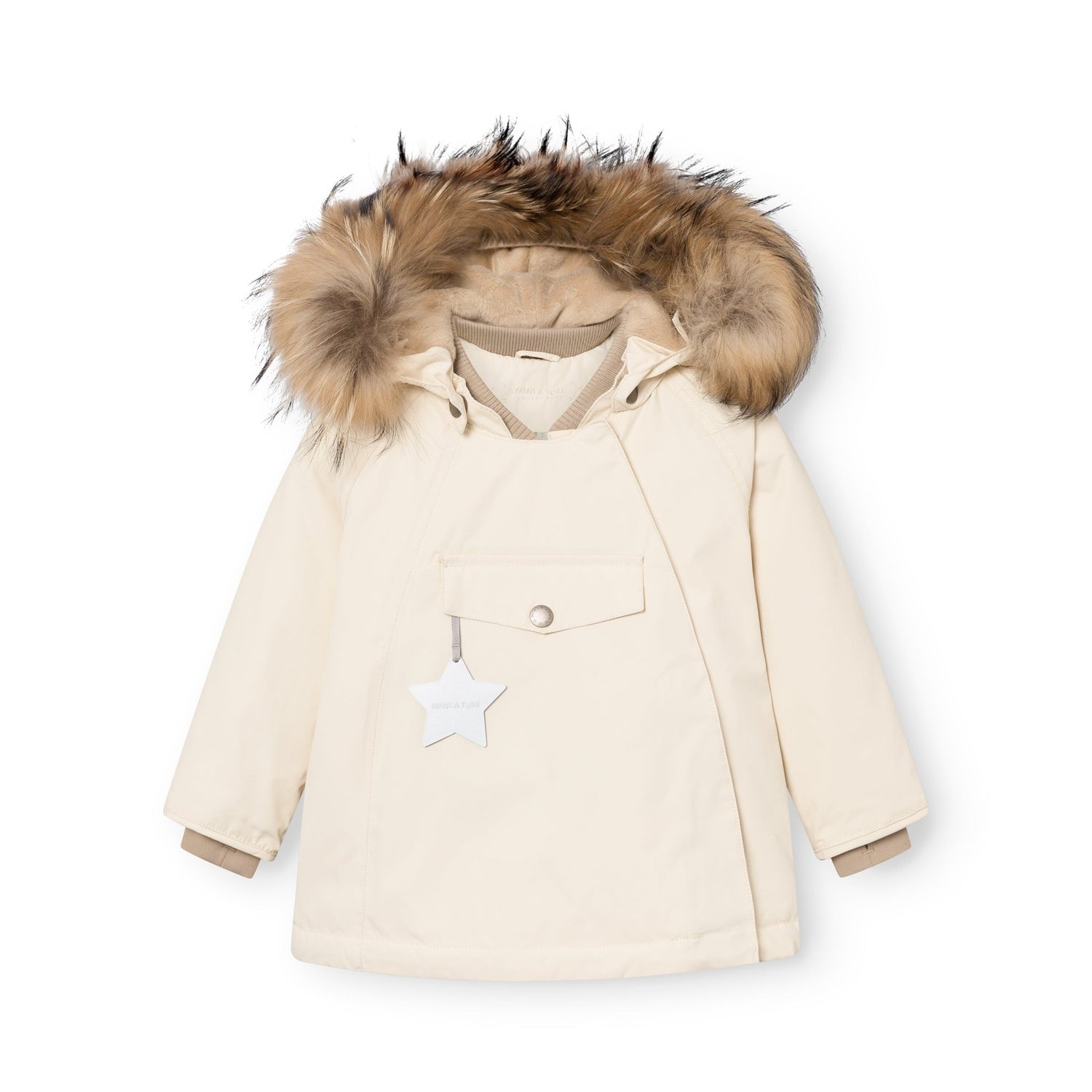 MATWANG fleece lined winter jacket fur. GRS - Angora Cream Mini a Ture
