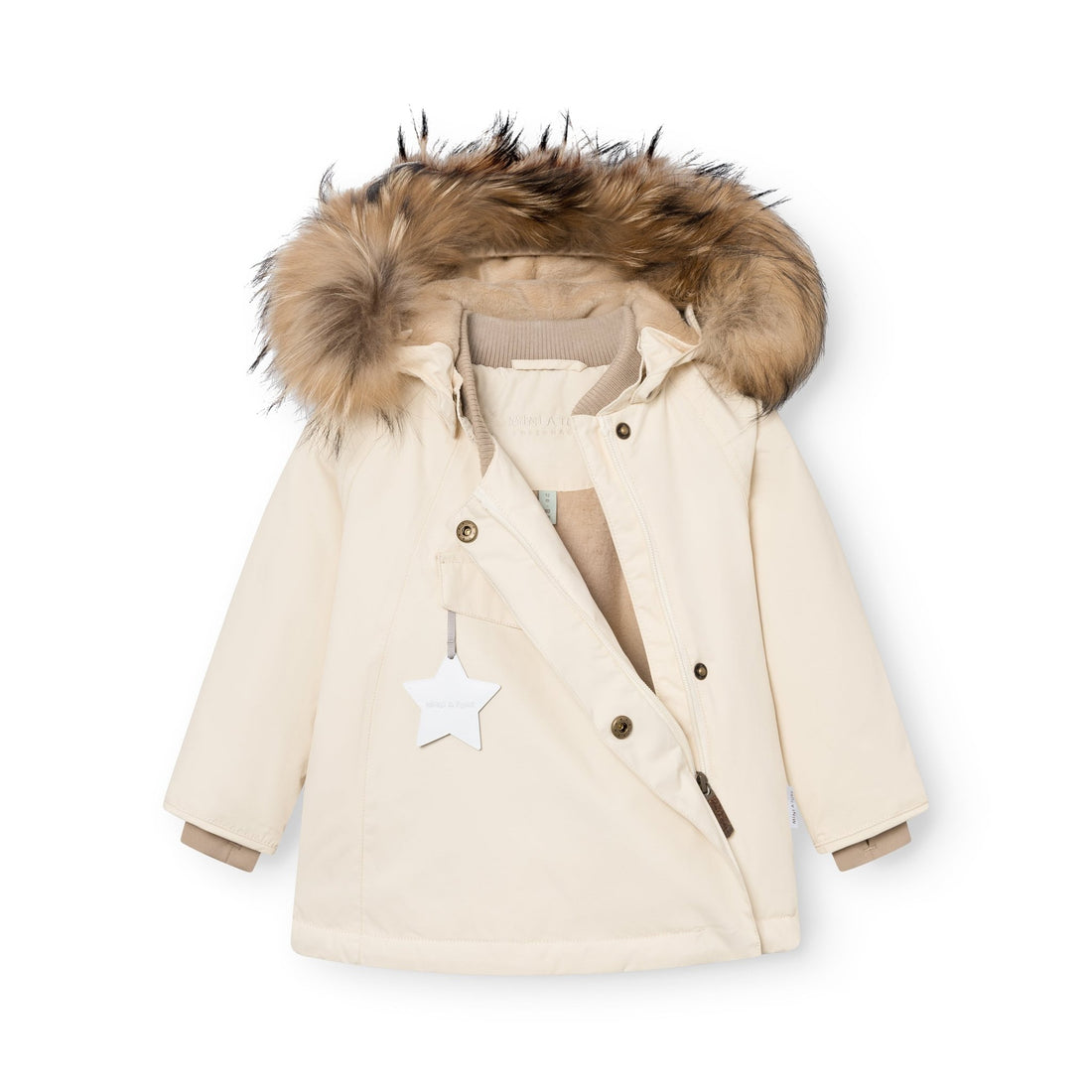 MATWANG fleece lined winter jacket fur. GRS - Angora Cream Mini a Ture