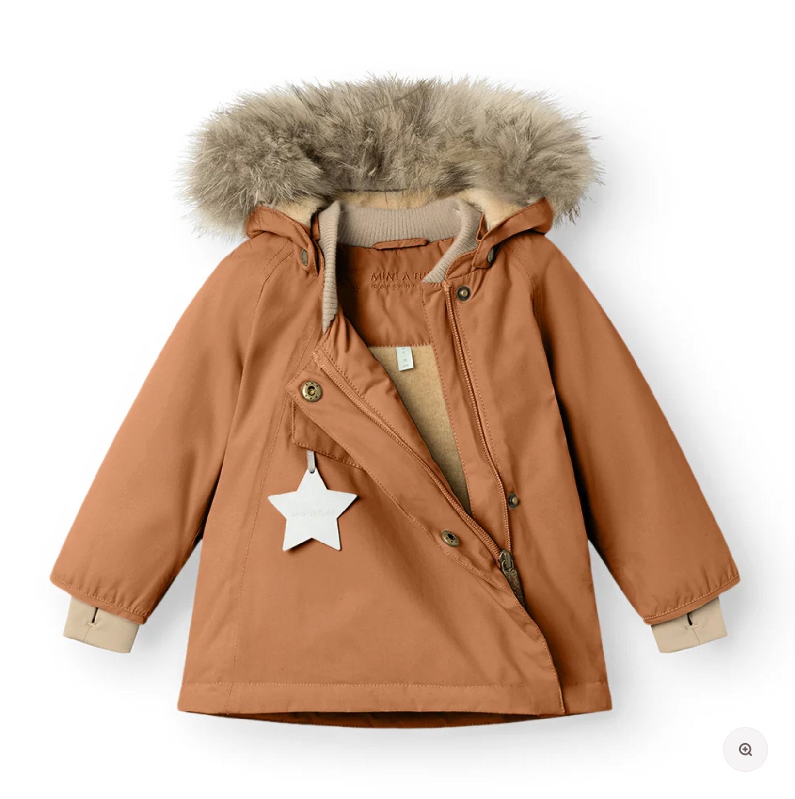 MATWANG fleece lined winter jacket fur. GRS - Pecan Brown Mini a Ture - enjoykidsus