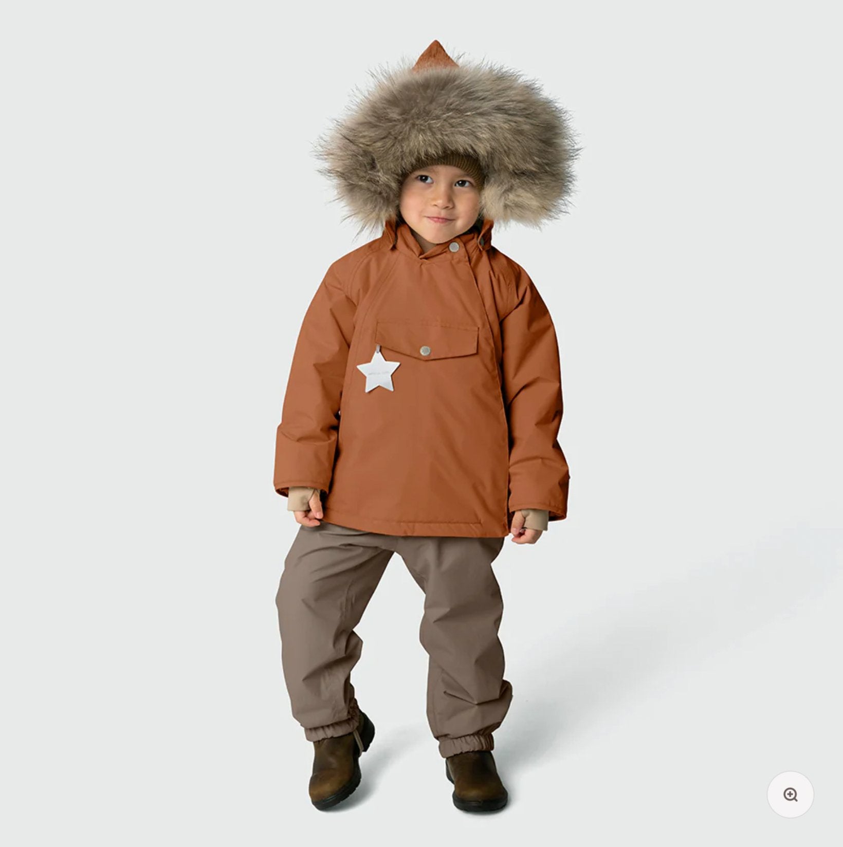 MATWANG fleece lined winter jacket fur. GRS - Pecan Brown Mini a Ture - enjoykidsus