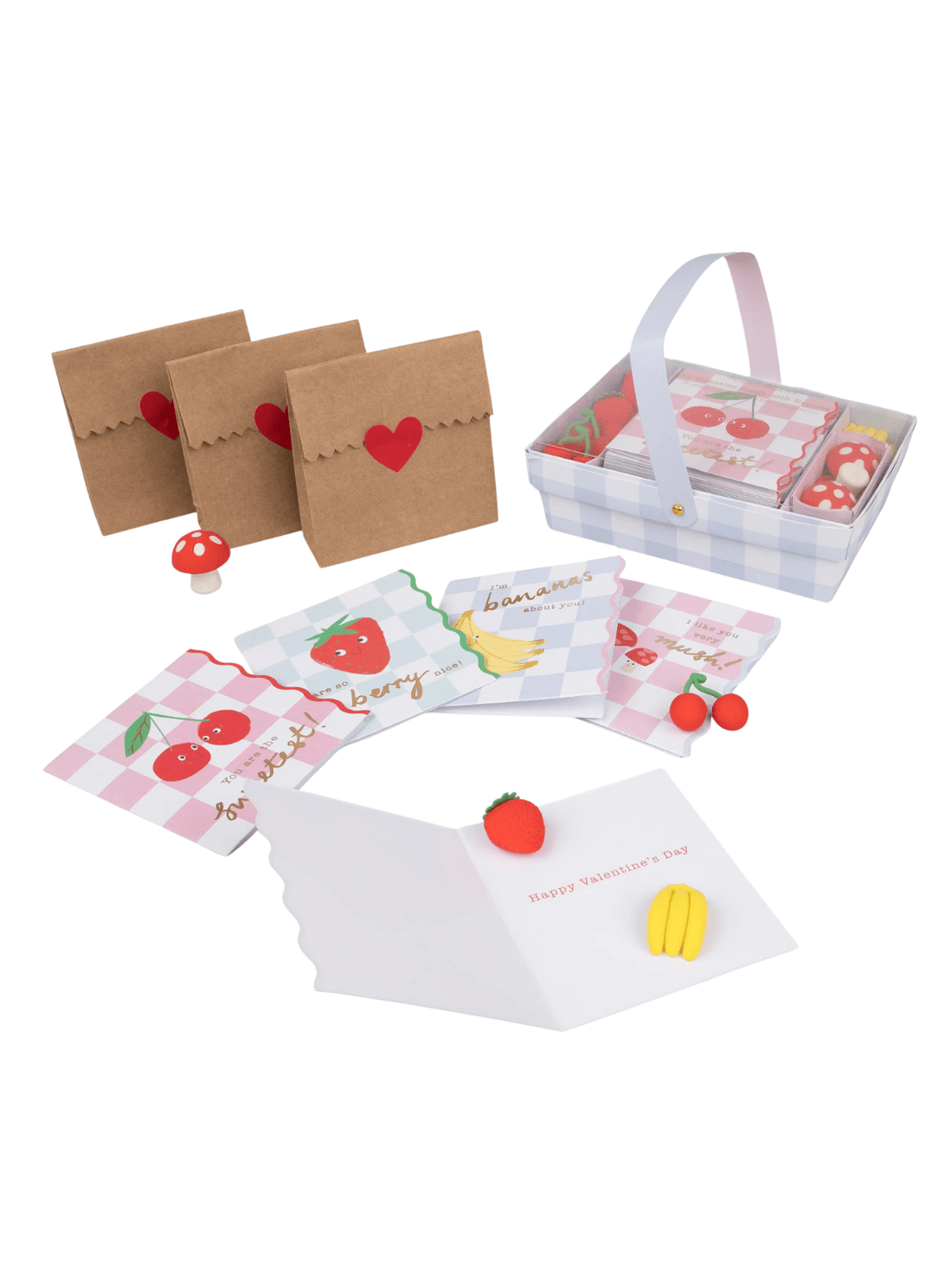 Meri Meri Fruit Basket Valentines Cards 12Pk Meri Meri