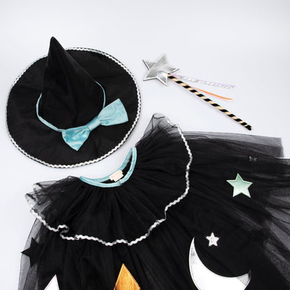 Meri Meri Tulle Appliqué Witch Cape, Hat &amp; Wand Meri Meri