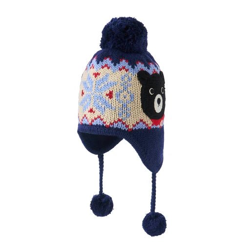 Miki House Double B Nordic Knit Hood Hat – Navy Bear MIKI HOUSE