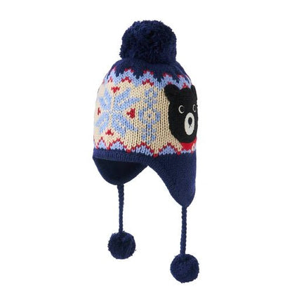 Miki House Double B Nordic Knit Hood Hat – Navy Bear MIKI HOUSE