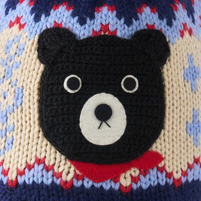 Miki House Double B Nordic Knit Hood Hat – Navy Bear MIKI HOUSE