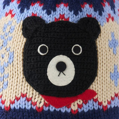 Miki House Double B Nordic Knit Hood Hat – Navy Bear MIKI HOUSE