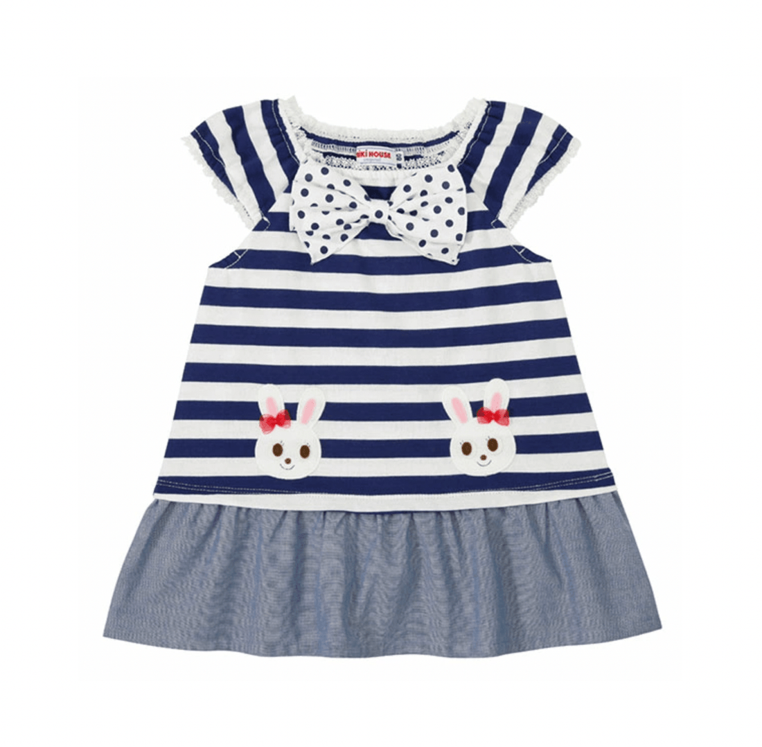 MIKI HOUSE Usako Ribbon Border Dress MIKI HOUSE