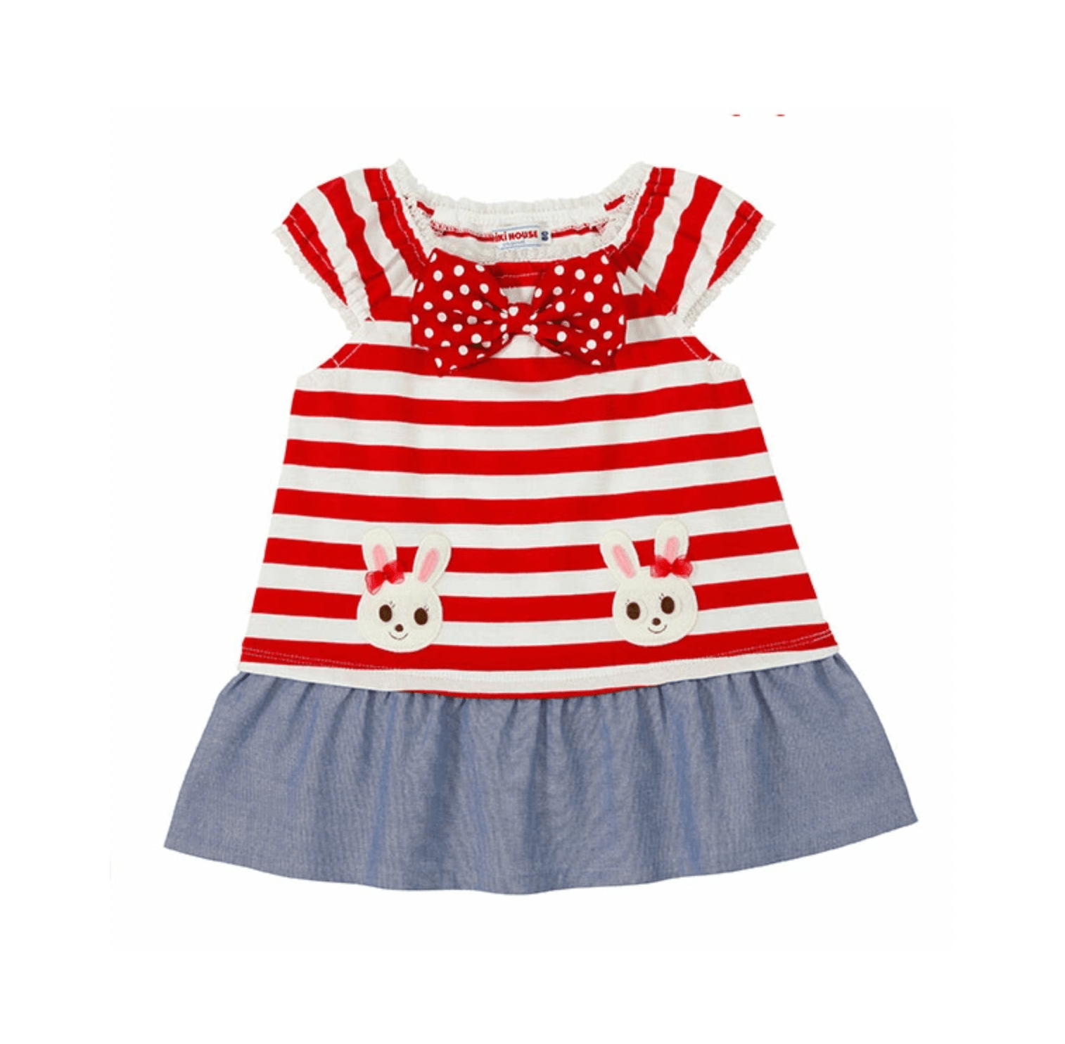 MIKI HOUSE Usako Ribbon Border Dress MIKI HOUSE