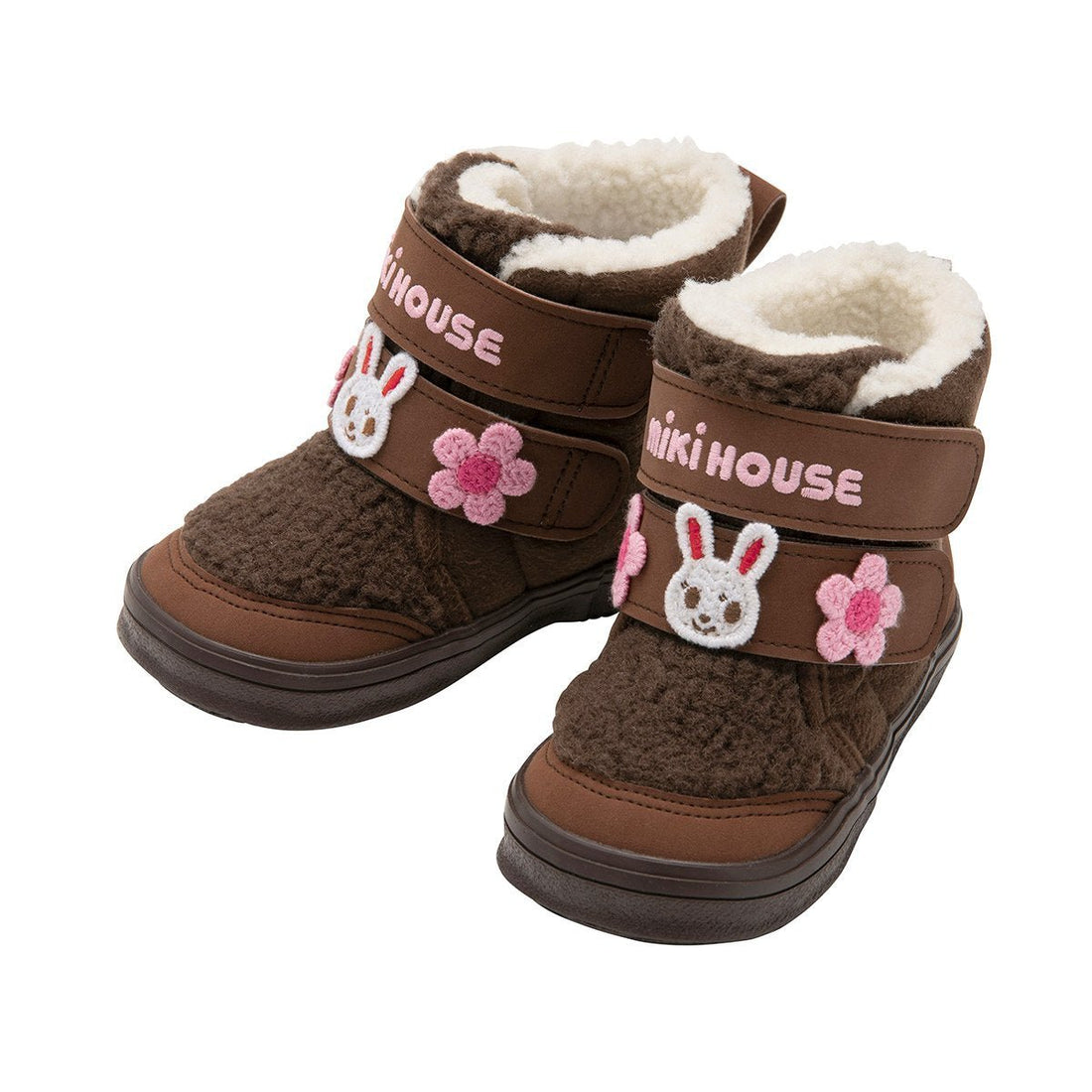✨ MIKIHOUSE Baby Boots – Brown Bunny &amp; Flower Embroidery MIKI HOUSE
