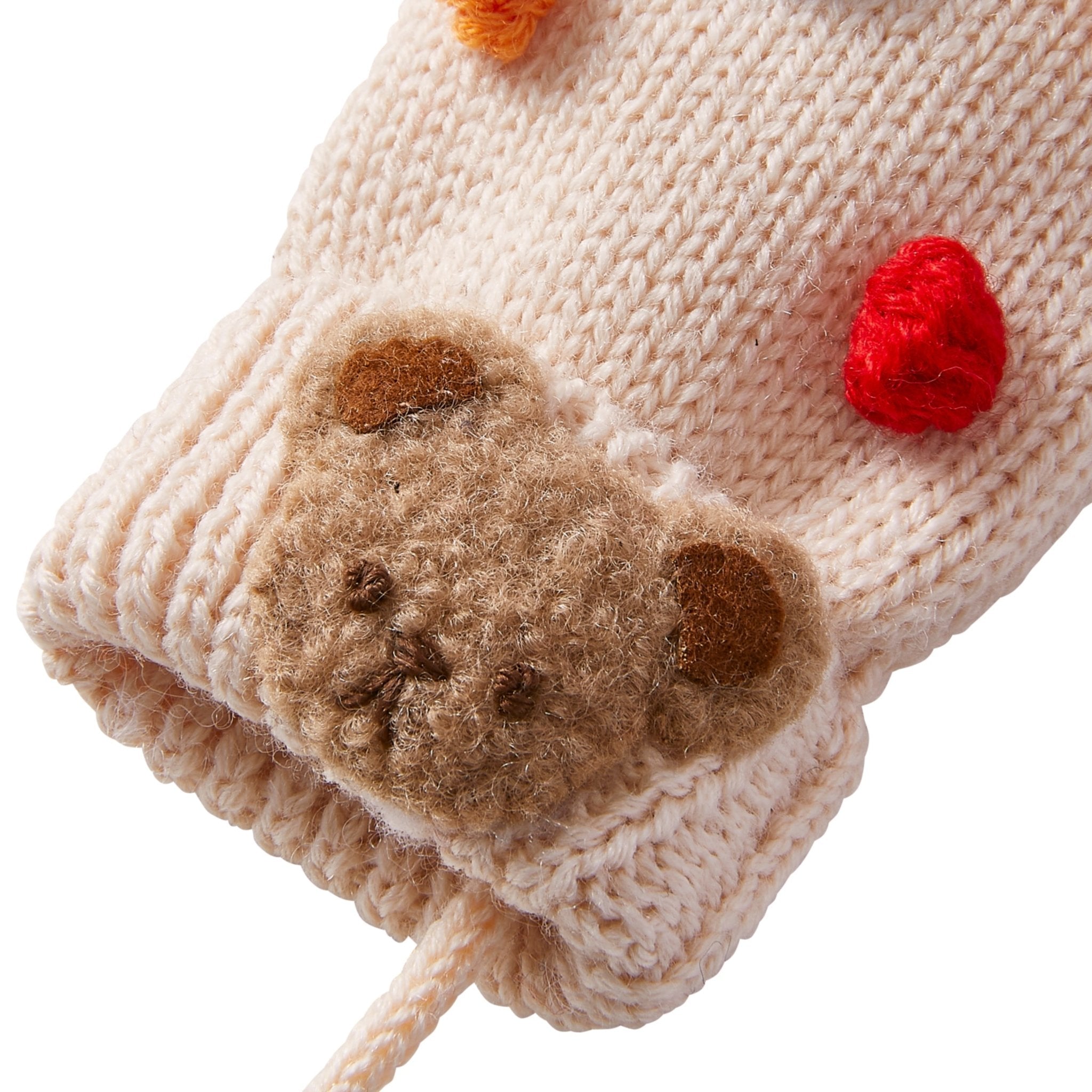 Mikihouse Dreamy Knit Teddy Bear Mittens - Ivory MIKI HOUSE