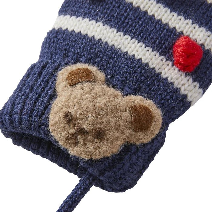 Mikihouse Dreamy Knit Teddy Bear Mittens - Navy MIKI HOUSE