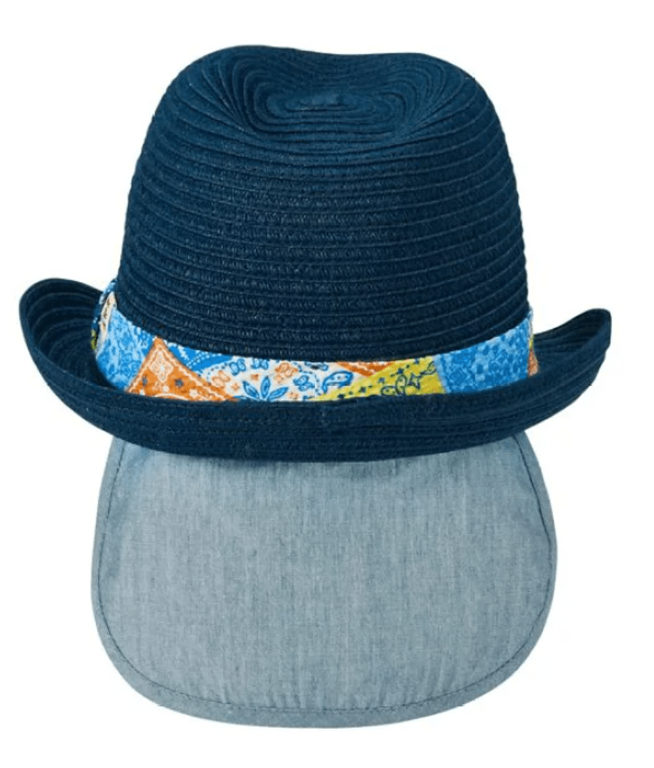 MIKIHOUSE HOT BISCUITS Straw Style Fedora Hat - Navy MIKI HOUSE