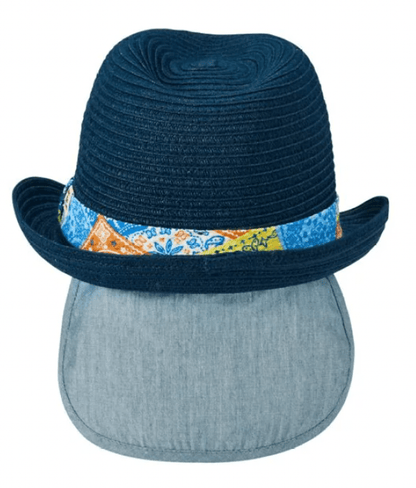 MIKIHOUSE HOT BISCUITS Straw Style Fedora Hat - Navy MIKI HOUSE