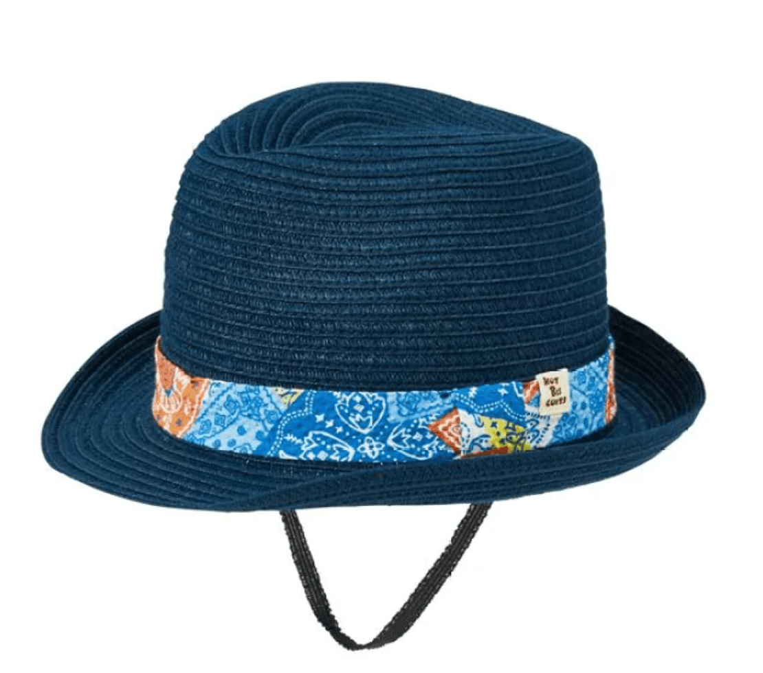 MIKIHOUSE HOT BISCUITS Straw Style Fedora Hat - Navy MIKI HOUSE