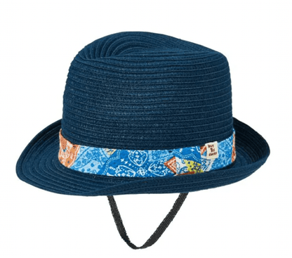 MIKIHOUSE HOT BISCUITS Straw Style Fedora Hat - Navy MIKI HOUSE
