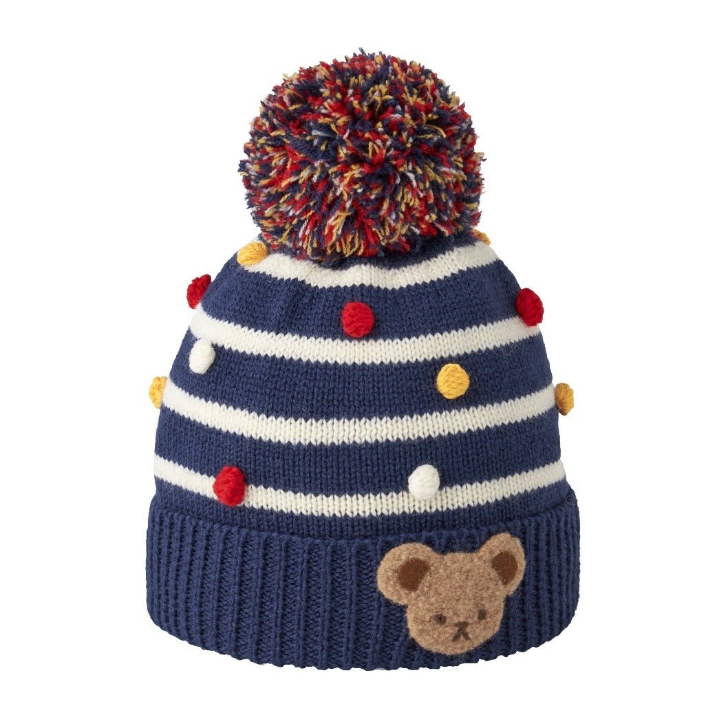 MIKIHOUSE Knit Hat with Teddy Bear Motif - Navy MIKI HOUSE