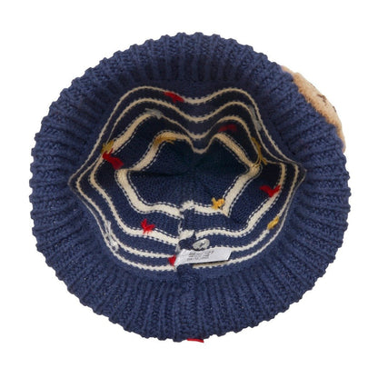 MIKIHOUSE Knit Hat with Teddy Bear Motif - Navy MIKI HOUSE