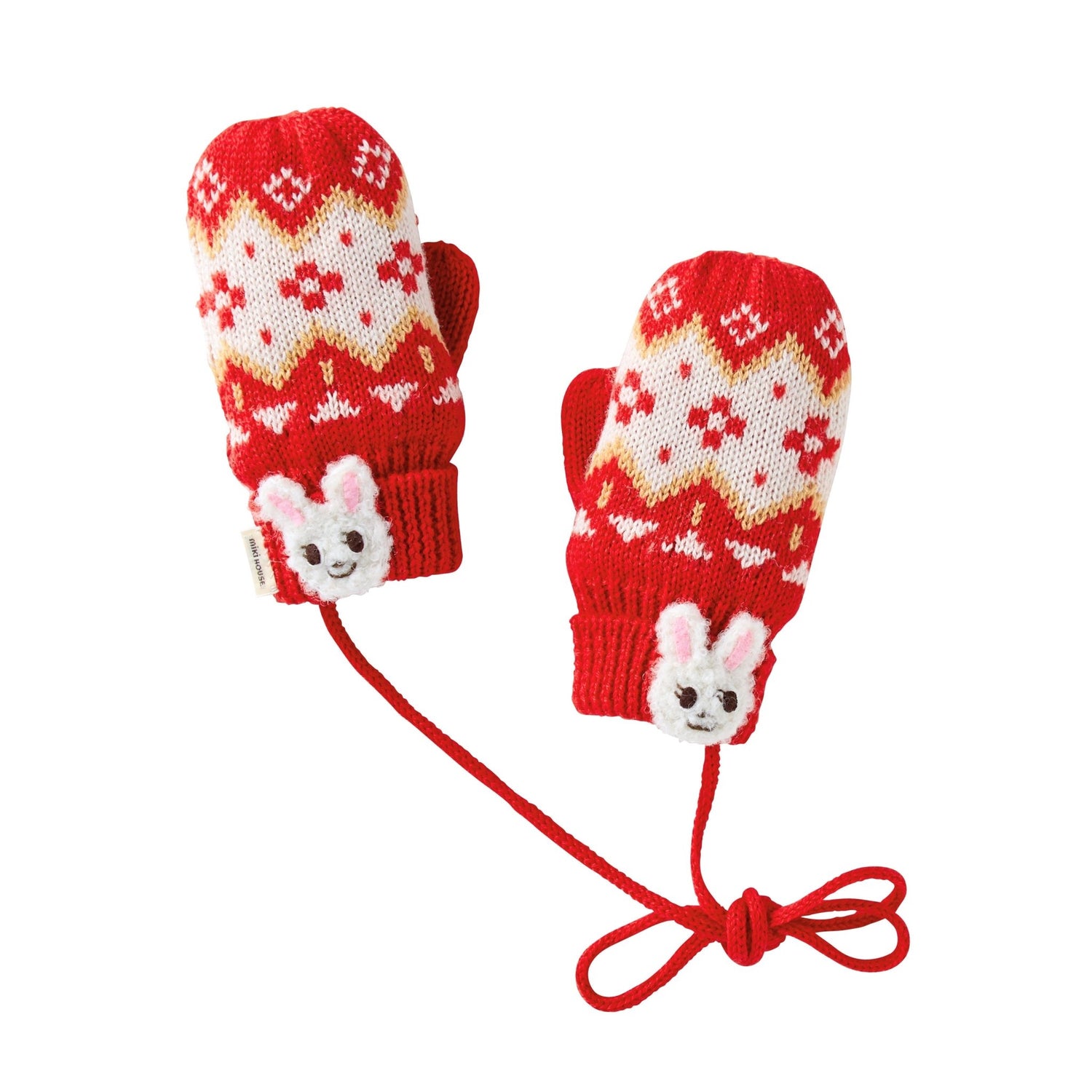 MIKIHOUSE Knitted Mittens with Character Motif - Red MIKI HOUSE