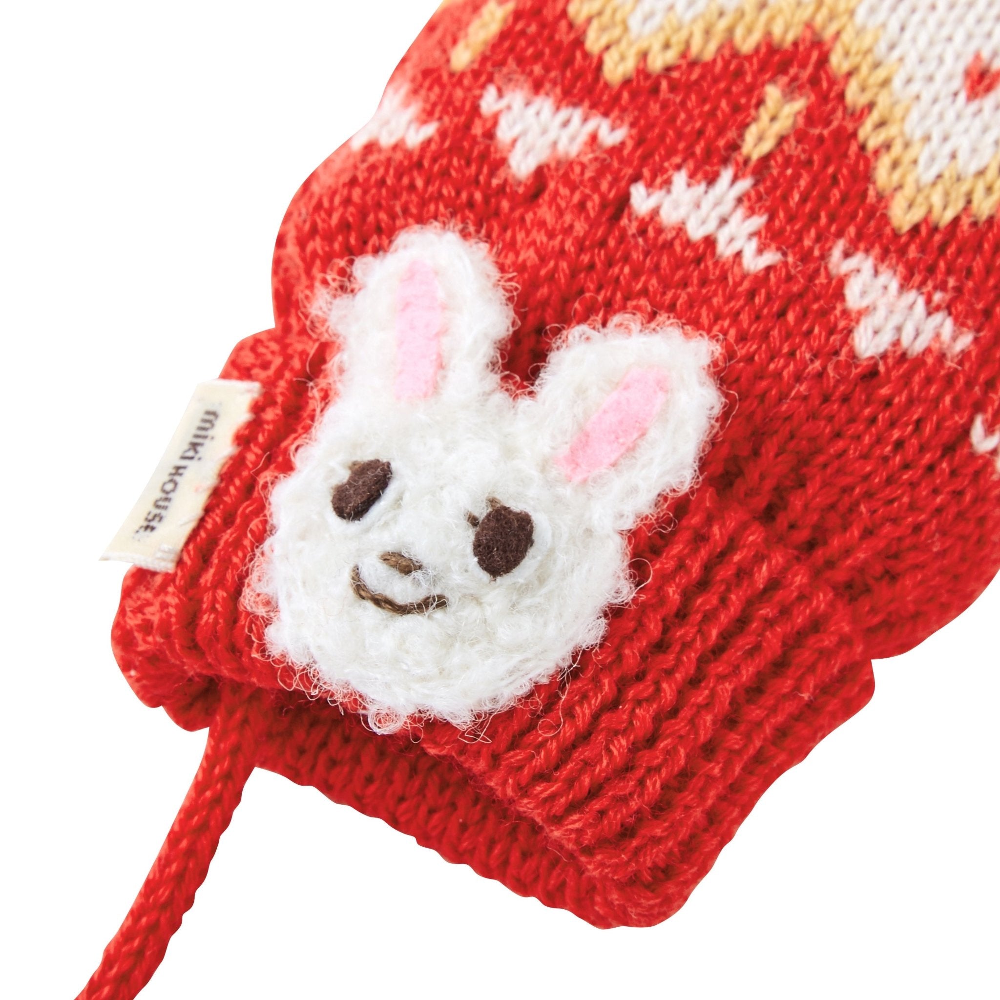 MIKIHOUSE Knitted Mittens with Character Motif - Red MIKI HOUSE