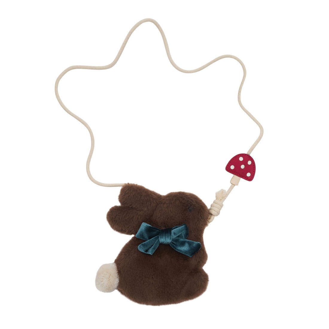 Mimi &amp; Lula Winter Bunny Bag in brown with teal velvet bow