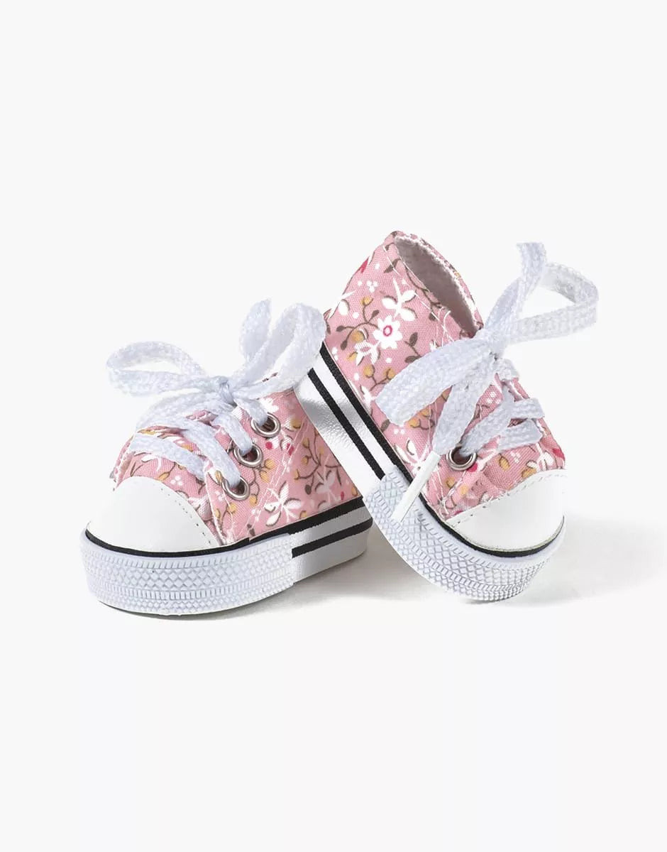 Minikane Komvers Doll Sneakers in Petites fleurs roses