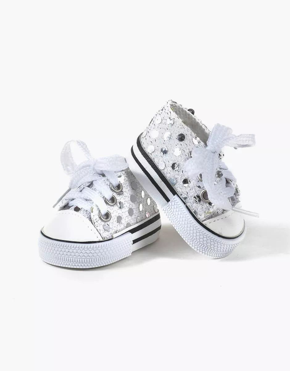 Minikane Komvers Doll Sneakers in White sequined