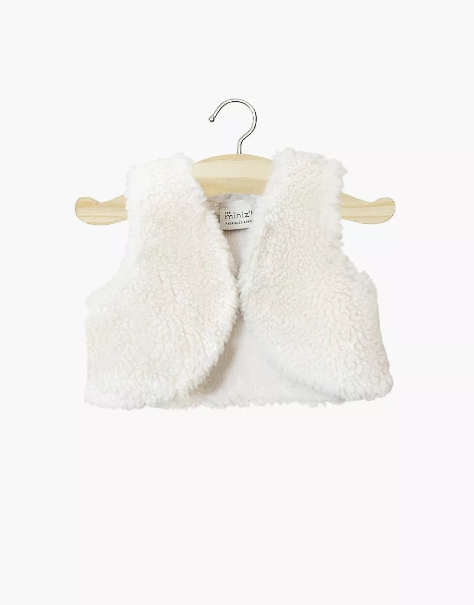 Minikane Tao Faux Fur Vest in Rabbit Ecru | Doll Clothes