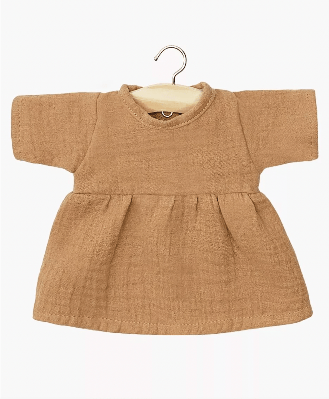 Minikane Faustine long - sleeved dress in brown sugar cotton gauze Minikane