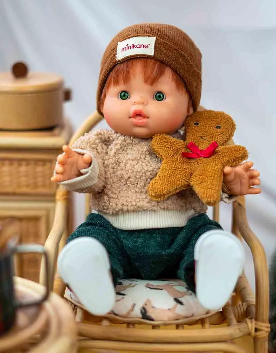 Minikane Gordis Gingerbread Man 3 - Piece Outfit Set – Green (34–37cm Dolls) Minikane