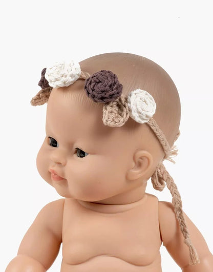 Minikane Handmade Beige Crochet Flower Crown – 34 &amp; 37cm Doll Accessory Minikane