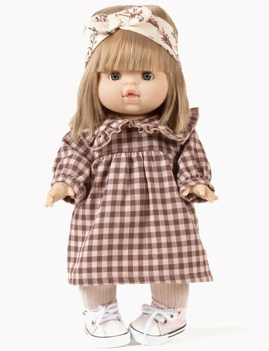 Minikane Karina dress in Vichy flannel with Orchid twill headband Emile & Ida Minikane - enjoykidsus