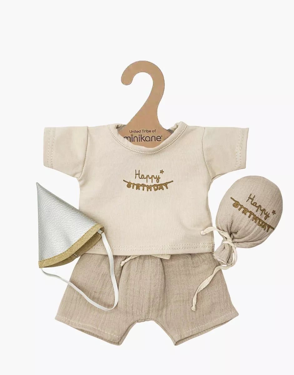 Minikane Les P’tits Déguis’ Happy Birthday Doll Outfit for boy – Petal Pink | 34 &amp; 37cm  Minikane