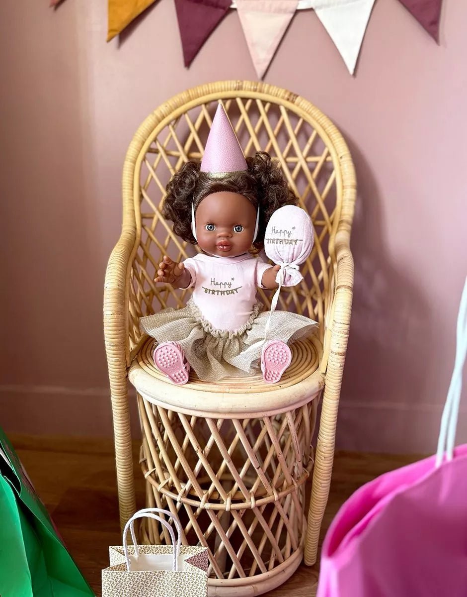 Minikane Les P’tits Déguis’ Happy Birthday Doll Outfit – Petal Pink | 34 &amp; 37cm Minikane