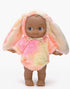 Minikane Maïa 27 cm Fantasia doll in a pink rainbow bunny outfit