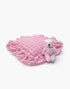 Minikane Mini Panchas sleep accessory set with pink checkered ruffled pillow