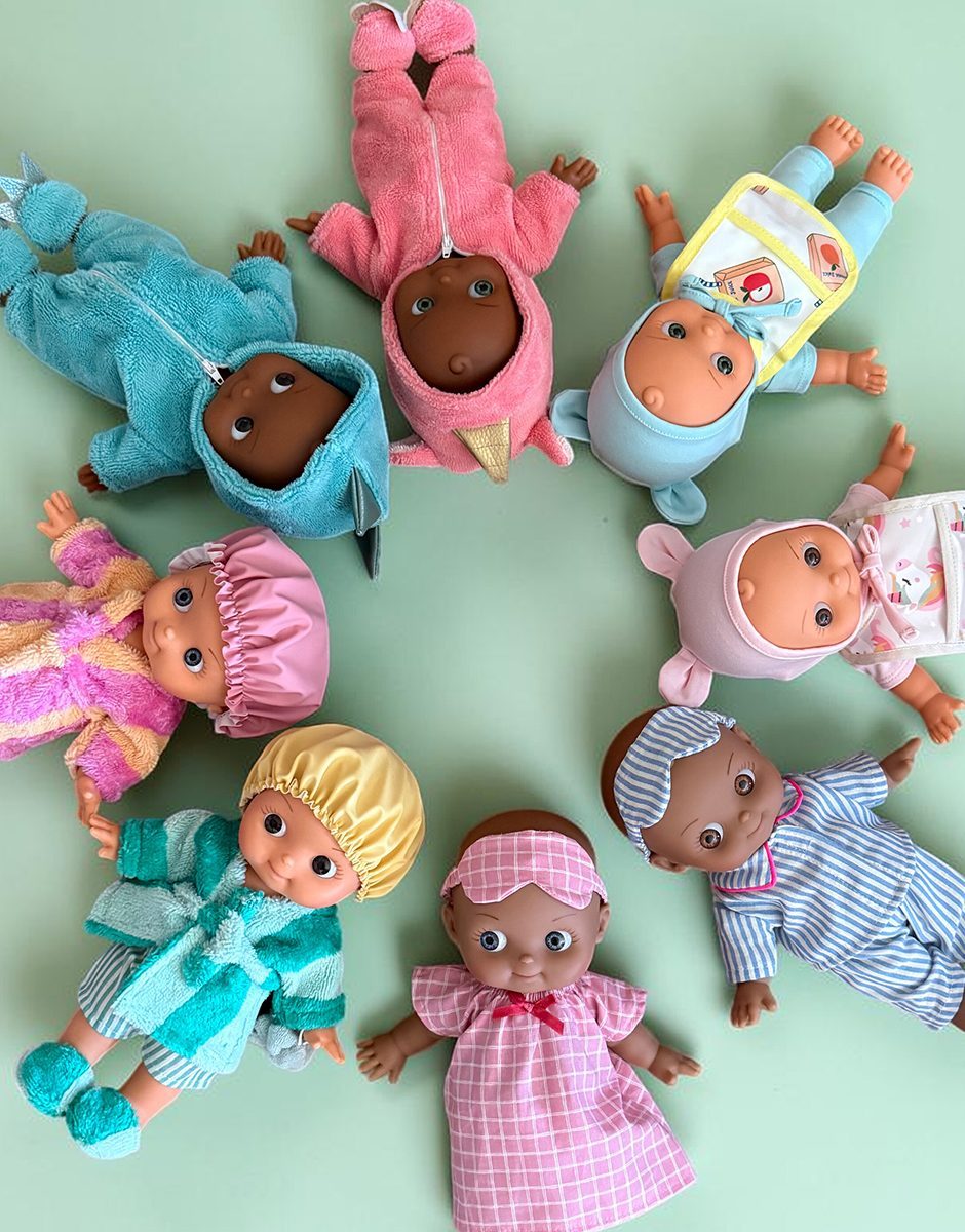 Minikane Maïa Mini Panchas Bedtime Doll | Pink Checkered Pajamas (10.6 in) - image 3