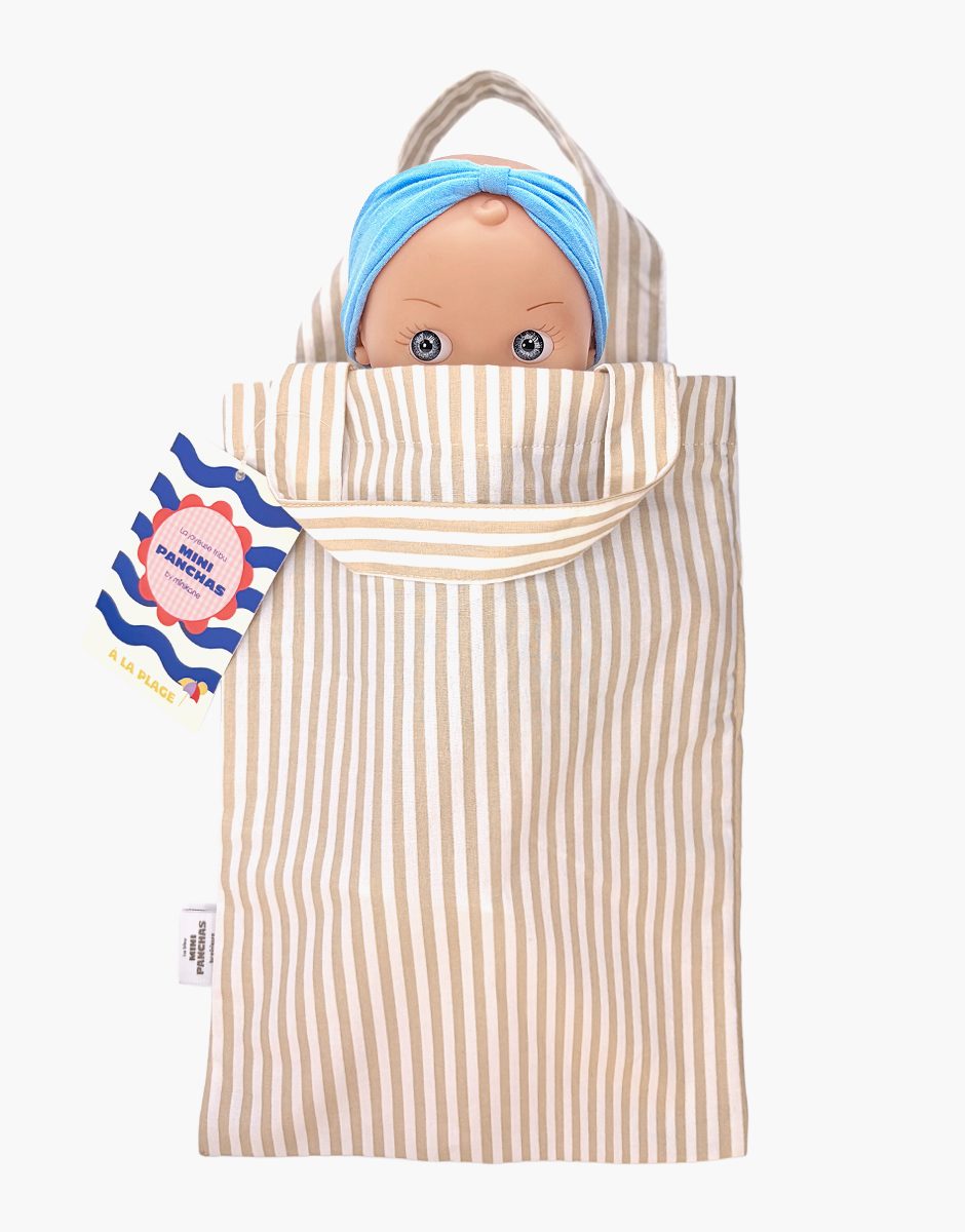 Minikane Alice Mini Panchas doll and coral Vichy outfit in tote bag