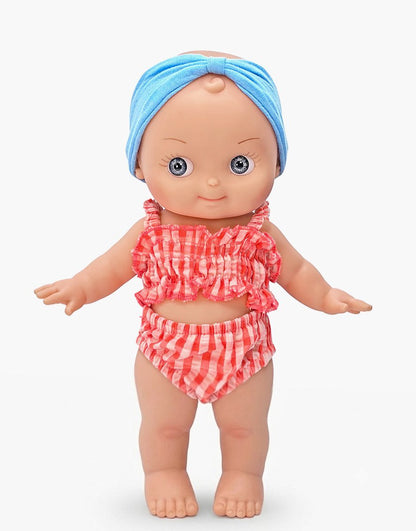 Minikane Alice Mini Panchas 27 cm doll in coral Vichy beach outfit
