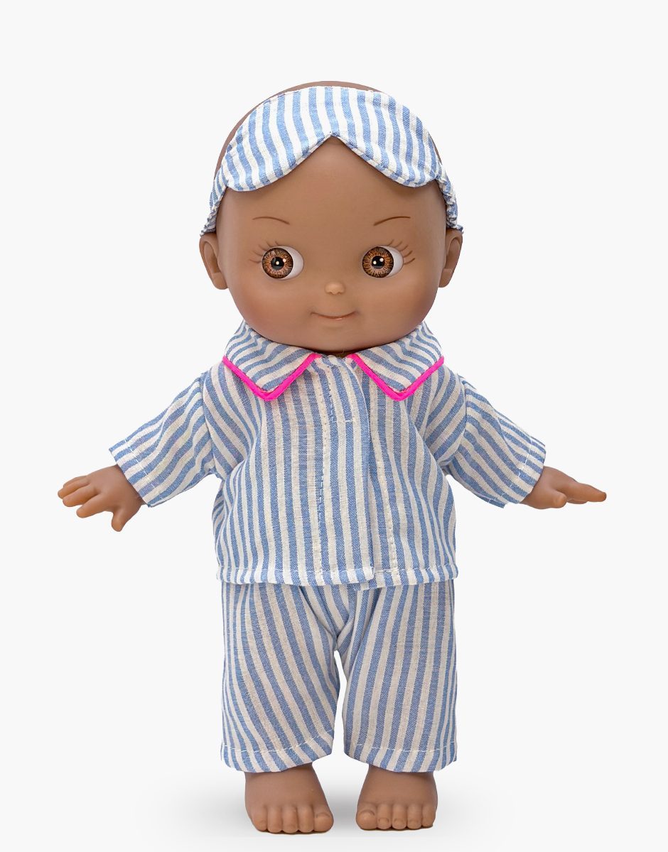 Minikane Noah Mini Panchas Bedtime Doll | Blue Striped Pajamas (10.6 in) - image 1