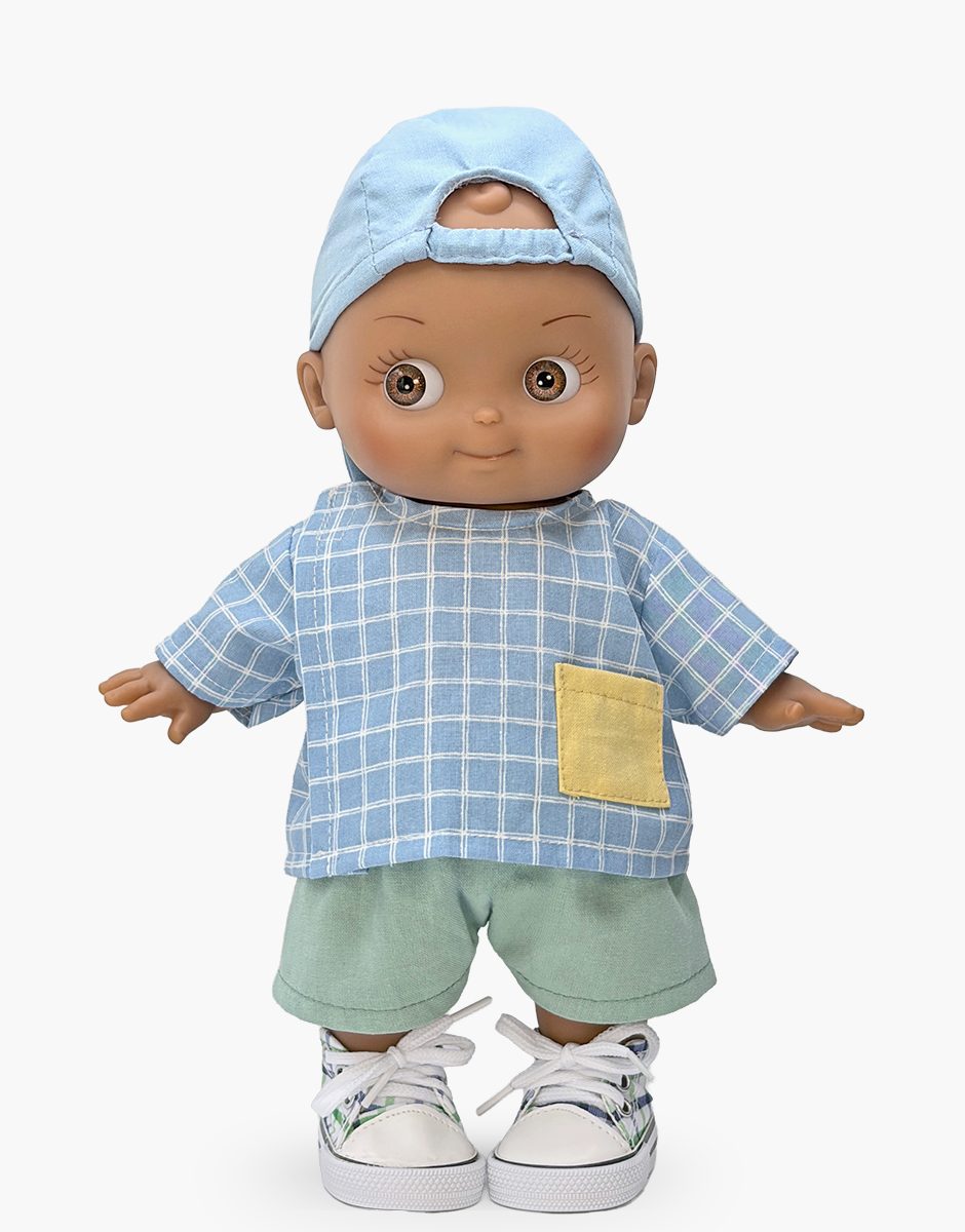 Minikane Noah Mini Panchas School Doll | Blue Checkered Outfit (10.6 in) - image 2