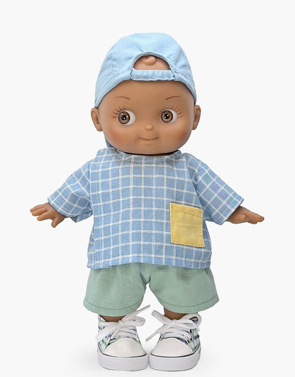 Minikane Noah Mini Panchas School Doll | Blue Checkered Outfit (10.6 in) - image 2