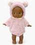Minikane Prunelle 27 cm Fantasia doll in a pink bear outfit